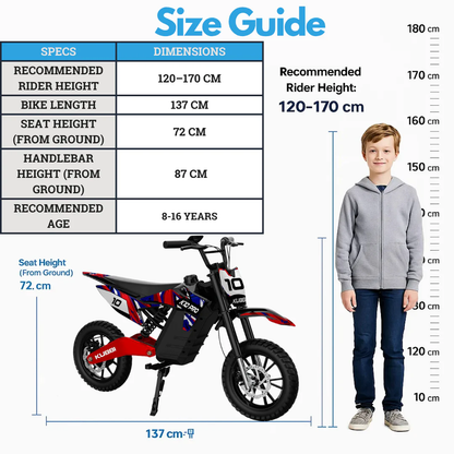 Kubbi K10 Pro Electric Dirt Bike for Teens (Ages 8–16)